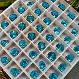 Aquamarine Vintage Swarovski Dentelle Crystal 35ss Roughly 7.5mm, Clear Ocean Blue Dentelle, Bead Embroidery Component March Birthstone