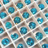Aquamarine Vintage Swarovski Dentelle Crystal 35ss Roughly 7.5mm, Clear Ocean Blue Dentelle, Bead Embroidery Component March Birthstone