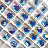 Sapphire AB, Vintage Swarovski Crystal 35ss Roughly 7.5mm, Royal Blue ab, 4 Pieces With SP or GP Setting Bead Embroidery Jewelry Component