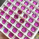Vintage Fuchsia 29ss Swarovski Crystal, 6mm Art 1110, 4 Pcs With Settings, Bead Embroidery
