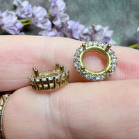 8mm Rhinestone Setting, CZ Adorned Crystal Prong Setting, Fits 8 to 8.5mm Round Crystals and Gemstones