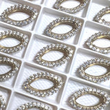 15x7mm Rhinestone Setting, CZ Adorned Crystal Prong Setting, Fits 15x7mm Navette/Marquise Crystals and Gems