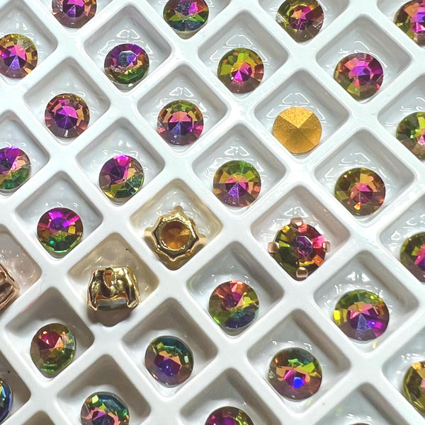 Vintage Swarovski Azalea, Very Rare, 6 Pieces 30ss-Approx 6mm, SP, GP, and Red Brass Settings Available