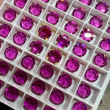 Vintage Fuchsia 29ss Swarovski Crystal, 6mm Art 1110, 4 Pcs With Settings, Bead Embroidery