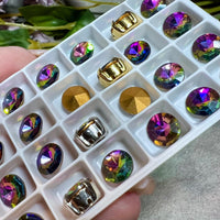 8mm Vintage Swarovski Azalea, Very Rare, 2 Pieces 39ss-8mm Art 23, With or Without Settings, Bead Embroidery, Jewelry Component