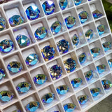 Lt Sapphire Shimmer, 2 Pcs Swarovski Crystal  39ss 8mm Xirus Chaton With Setting, Ocean Blue Shimmer, Bead Embroidery Jewelry Component