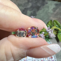Light Rose Shimmer, 2 Pieces Swarovski Crystal, 39ss Xirus Chaton 8mm, Swarovski Crystal With Setting, Jewelry Bead Embroidery Component