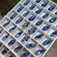 Light Sapphire, 2 Pcs Genuine Swarovski, 15x7mm Navette-Marguise With Setting, Bead Embroidery Jewelry Craft Component, Sky Blue Swarovski