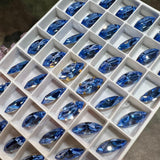 Light Sapphire, 2 Pcs Genuine Swarovski, 15x7mm Navette-Marguise With Setting, Bead Embroidery Jewelry Craft Component, Sky Blue Swarovski