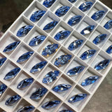 Light Sapphire, 2 Pcs Genuine Swarovski, 15x7mm Navette-Marguise With Setting, Bead Embroidery Jewelry Craft Component, Sky Blue Swarovski