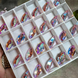 Light Rose Shimmer, 2 Pcs Genuine Swarovski, 15x7mm Navette-Marguise With Setting
