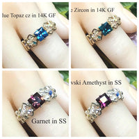 Swarovski Crystal Birthstone Rings, Handmade, All Birthstones Available, Gems, CZs, Vintage Crystal