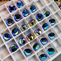 Vintage Montana Sapphire AB, 2 Pieces 40ss Art 1200, Swarovski With SP or GP Setting