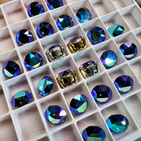 Vintage Montana Sapphire AB, 2 Pieces 40ss Art 1200, Swarovski With SP or GP Setting