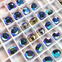 Vintage Montana Sapphire AB, 2 Pieces 40ss Art 1200, Swarovski With SP or GP Setting
