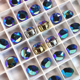 Vintage Montana Sapphire AB, 2 Pieces 40ss Art 1200, Swarovski With SP or GP Setting
