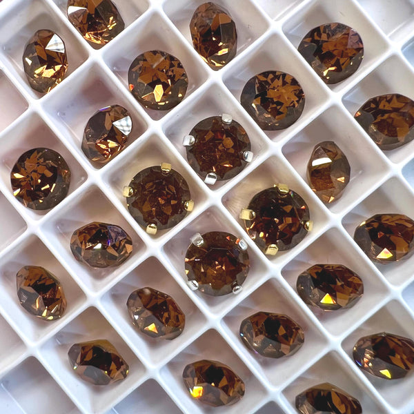 Vintage Swarovski Rauchtopaz Dark, 2 Pieces 40ss Art 1200, Swarovski With SP or GP Setting