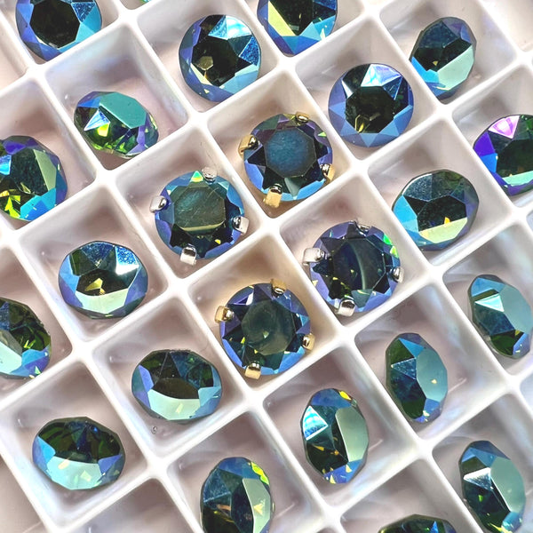Vintage Swarovski Tourmaline AB, 2 Pieces 40ss Art 1200, Swarovski With SP or GP Setting