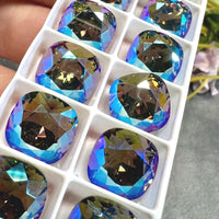 Swarovski Black Diamond Shimmer, 12mm Cushion Cut 4470 Square, With Prong Setting