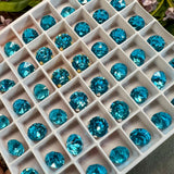 Aquamarine Vintage Swarovski Dentelle Crystal 35ss Roughly 7.5mm, Clear Ocean Blue Dentelle, Bead Embroidery Component March Birthstone