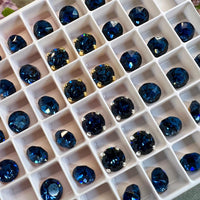 Montana Sapphire Vintage Swarovski Crystal 34ss Roughly 7.3mm, Dark Ocean Blue Crystal, Bead Embroidery Jewelry Component