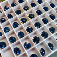 Montana Sapphire Vintage Swarovski Crystal 34ss Roughly 7.3mm, Dark Ocean Blue Crystal, Bead Embroidery Jewelry Component