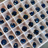 Montana Sapphire Vintage Swarovski Crystal 34ss Roughly 7.3mm, Dark Ocean Blue Crystal, Bead Embroidery Jewelry Component