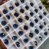 Montana Sapphire Vintage Swarovski Crystal 34ss Roughly 7.3mm, Dark Ocean Blue Crystal, Bead Embroidery Jewelry Component