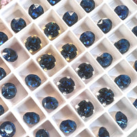 Montana Sapphire Vintage Swarovski Crystal 34ss Roughly 7.3mm, Dark Ocean Blue Crystal, Bead Embroidery Jewelry Component