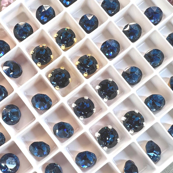 Montana Sapphire Vintage Swarovski Crystal 34ss Roughly 7.3mm, Dark Ocean Blue Crystal, Bead Embroidery Jewelry Component