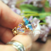 RARE Vitrail Light Vintage Swarovski Handmade Ring, Limited, in Sterling or 14K GF