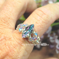 RARE Vitrail Light Vintage Swarovski Handmade Ring, Limited, in Sterling or 14K GF