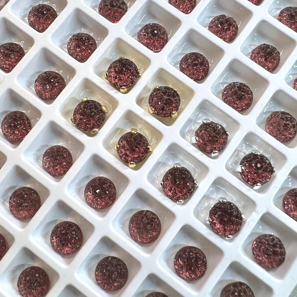 6mm Vintage Amethyst Sugar Stone, Rare, 6 Pcs 30ss-Approx 6mm, SP, GP, or Red Brass Settings