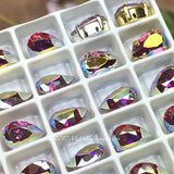 Rose AB 10x7mm Swarovski 2 Pcs Pear 4320, With Silver-Plated or Gold-Plated Settings