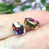 Rose AB 10x7mm Swarovski 2 Pcs Pear 4320, With Silver-Plated or Gold-Plated Settings