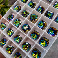 Vitrail Medium 8mm Swarovski, 2 Pcs Fancy 4460 Cushion Square Rhinestone With Setting