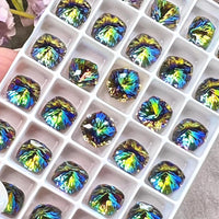 Vitrail Medium 8mm Swarovski, 2 Pcs Fancy 4460 Cushion Square Rhinestone With Setting