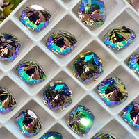 Paradise Shine 8mm Swarovski, 2 Pcs Fancy 4460 Cushion Square With SP or GP Setting