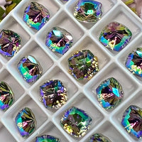 Paradise Shine 8mm Swarovski, 2 Pcs Fancy 4460 Cushion Square With SP or GP Setting