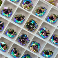 Paradise Shine 8mm Swarovski, 2 Pcs Fancy 4460 Cushion Square With SP or GP Setting