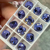 Tanzanite 8mm Swarovski Crystal, 2 Pcs Square-Cushion 4470 With SP or GP Settings, December Birthstone