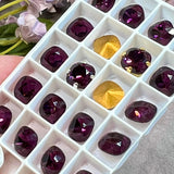 Amethyst 8mm Swarovski Vintage Crystal, 2 Pcs 4461 Square-Octagon With SP or GP Setting