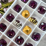 Amethyst 8mm Swarovski Vintage Crystal, 2 Pcs 4461 Square-Octagon With SP or GP Setting
