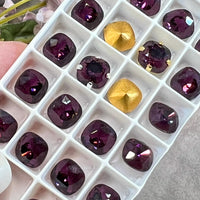 Amethyst 8mm Swarovski Vintage Crystal, 2 Pcs 4461 Square-Octagon With SP or GP Setting