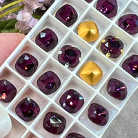 Amethyst 8mm Swarovski Vintage Crystal, 2 Pcs 4461 Square-Octagon With SP or GP Setting