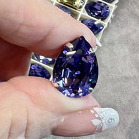 Tanzanite 18x13mm Swarovski Crystal, 1 Pc art 4320 Pear Shape With SP or GP Setting