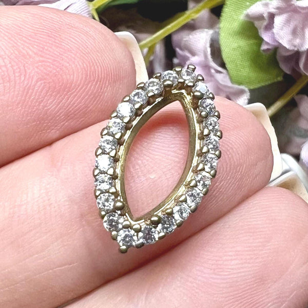 15x7mm Rhinestone Setting, CZ Adorned Crystal Prong Setting, Fits 15x7mm Navette/Marquise Crystals and Gems
