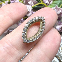 15x7mm Rhinestone Setting, CZ Adorned Crystal Prong Setting, Fits 15x7mm Navette/Marquise Crystals and Gems