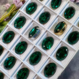 Emerald Green Swarovski Crystal, 1 Pc Vintage 16x11mm 4100 Oval, Jewelry Component