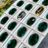 Emerald Green Swarovski Crystal, 1 Pc Vintage 16x11mm 4100 Oval, Jewelry Component